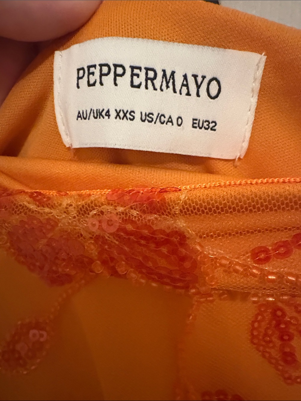 PepperMayo Beaded Orange Floral Strapless Dress - Picture 3 of 3
